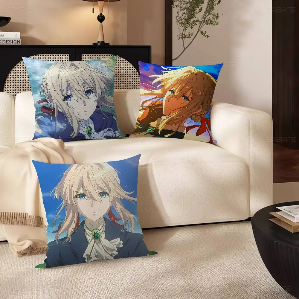 Anime Violet Evergarden Cushion Cover Pillowcase Upholstery Sofa Throw Pillow Home Decor Pillowcas