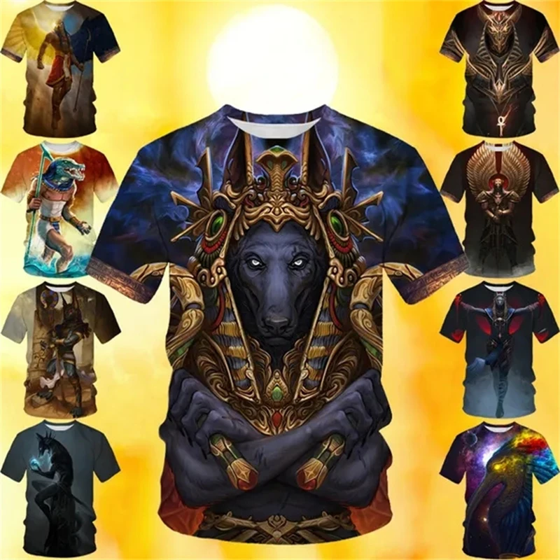 Fashion Unisex T Shirt Ancient Horus Egyptian God Eye Of Egypt Pharaoh Anubis Face 3D Printed Streetwear Casual T-shirt Tops Men