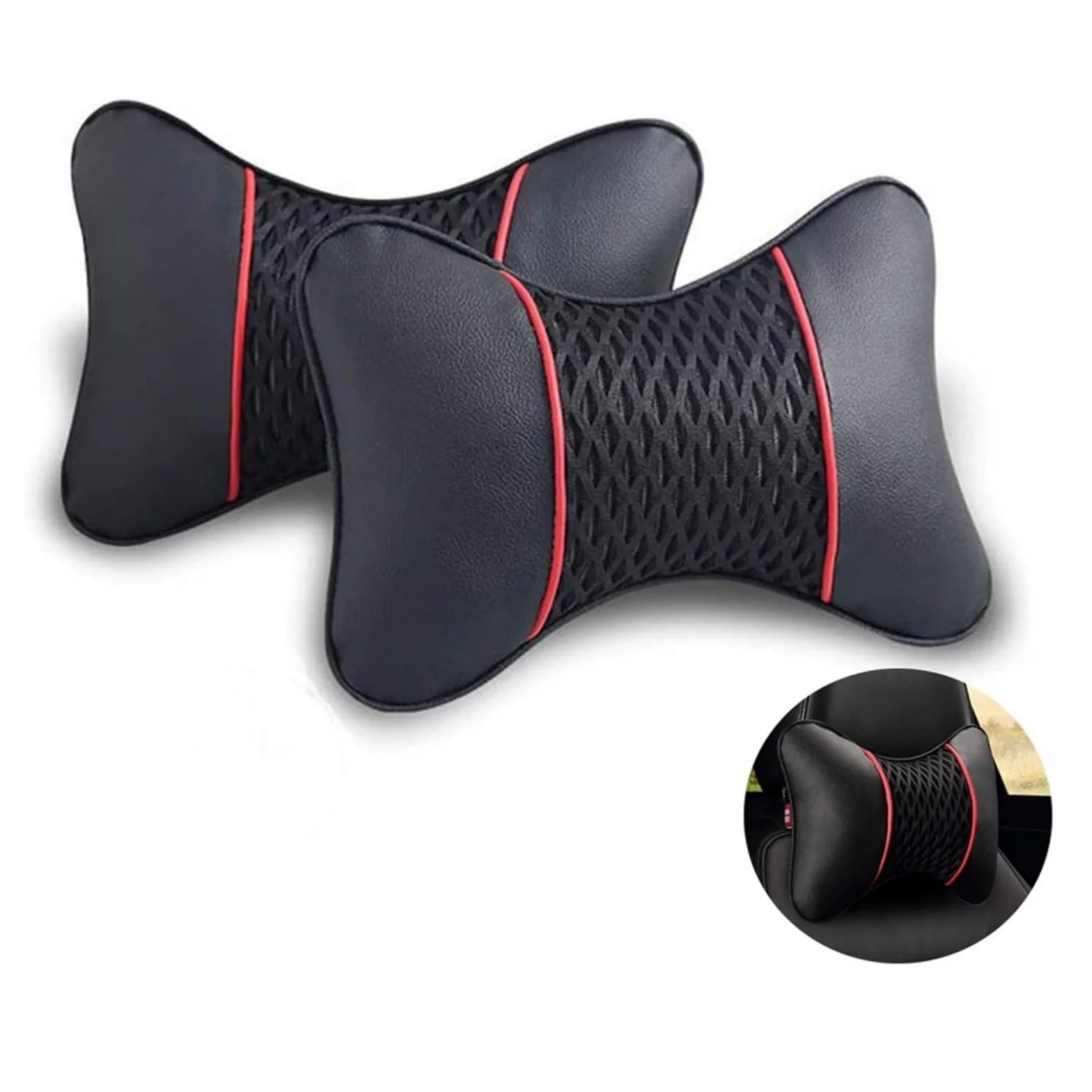 Auto-Nackenkissen, 2 Stück, universelles, weiches, atmungsaktives Leder-Nackenkissen, bequemes Nackenstützen-Stützkissen für Fahren und Zuhause