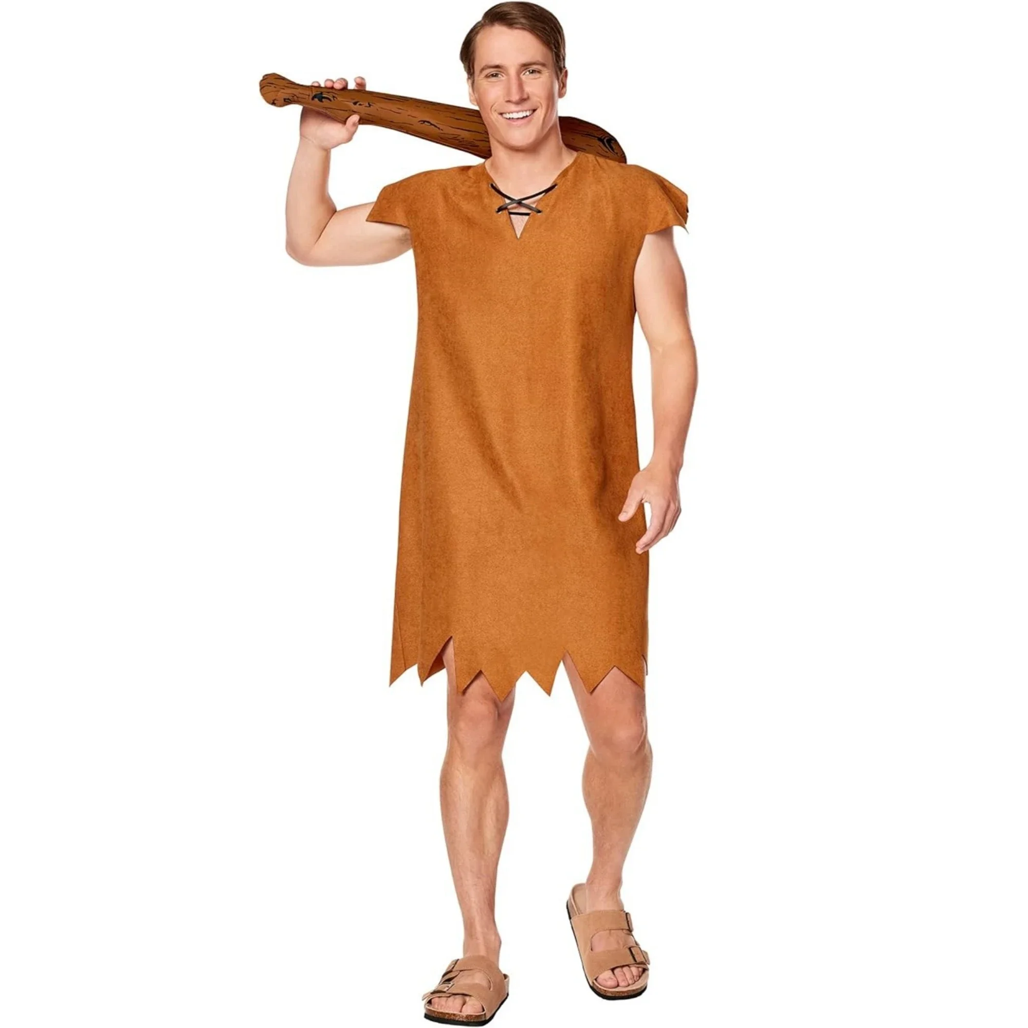 فستان 2025 لزي بيتي روبل مع غطاء رأس شعر مستعار للبالغين زي فريد فلينستونز