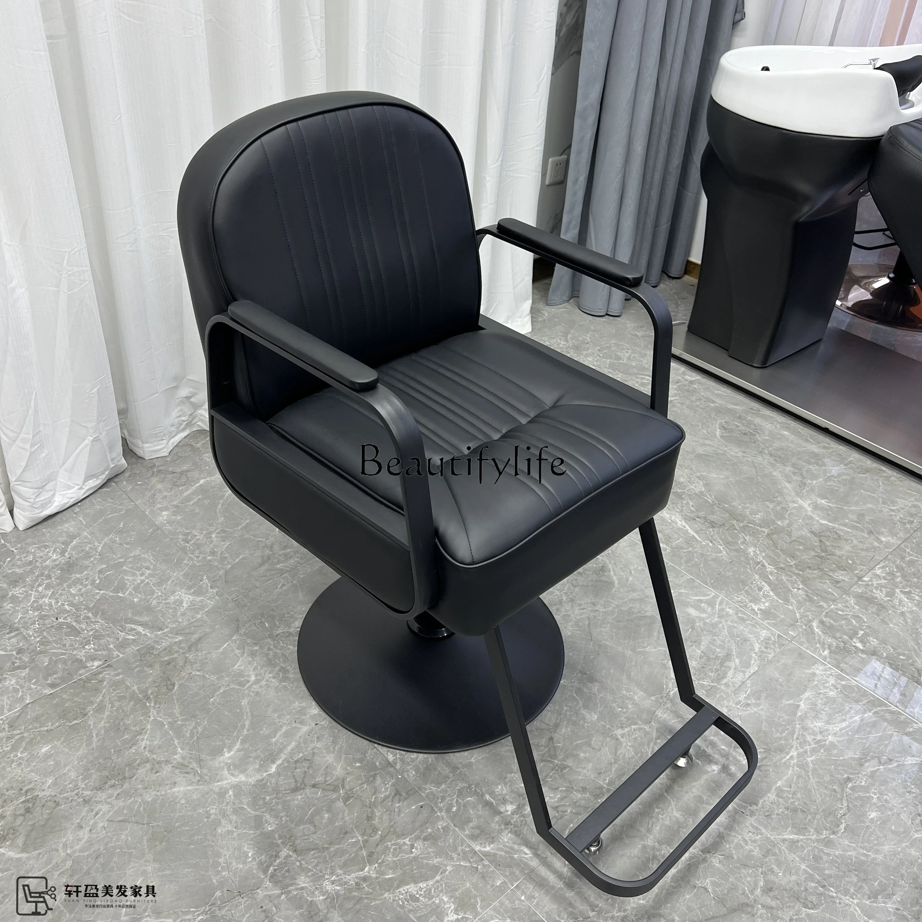 

Black Warrior Hairdressing Chair for Hair Salon Simple Hair Salon Perm Hair Cutting Stool