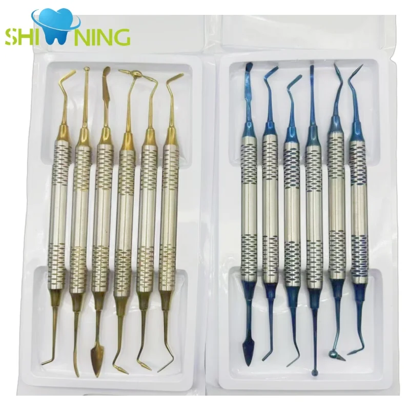 

6 шт., стоматологический шпатель для наполнения композитной смолой, набор наполнителей из смолы с титановым покрытием, толстая ручка, набор для восстановления, стоматологический инструмент