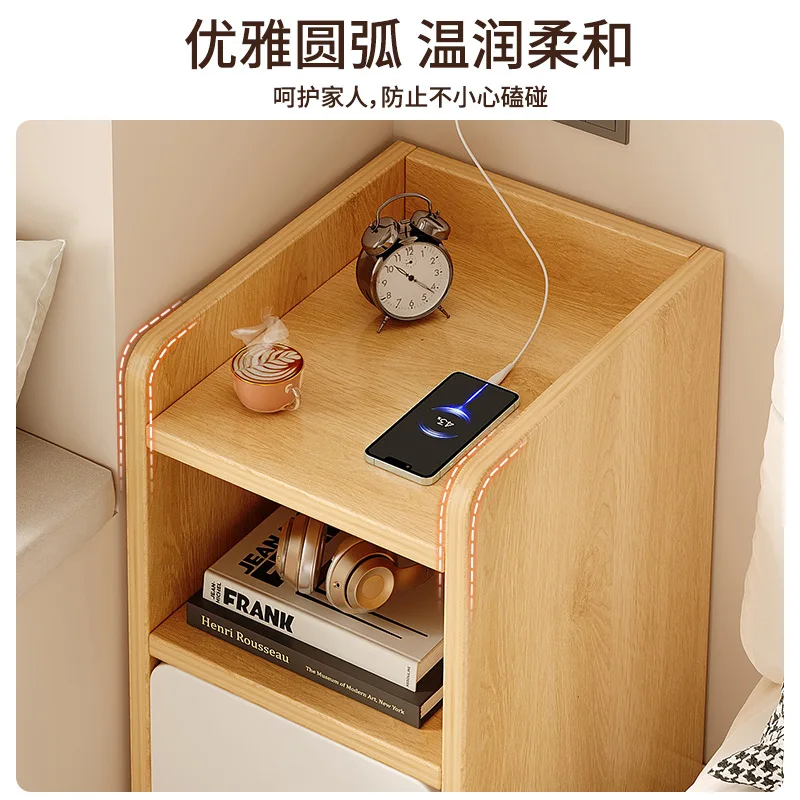 Bedside Table Small Household Simple Storage Shelf Rental House Super Narrow Crevice Cabinet Bedroom Bedside Locker