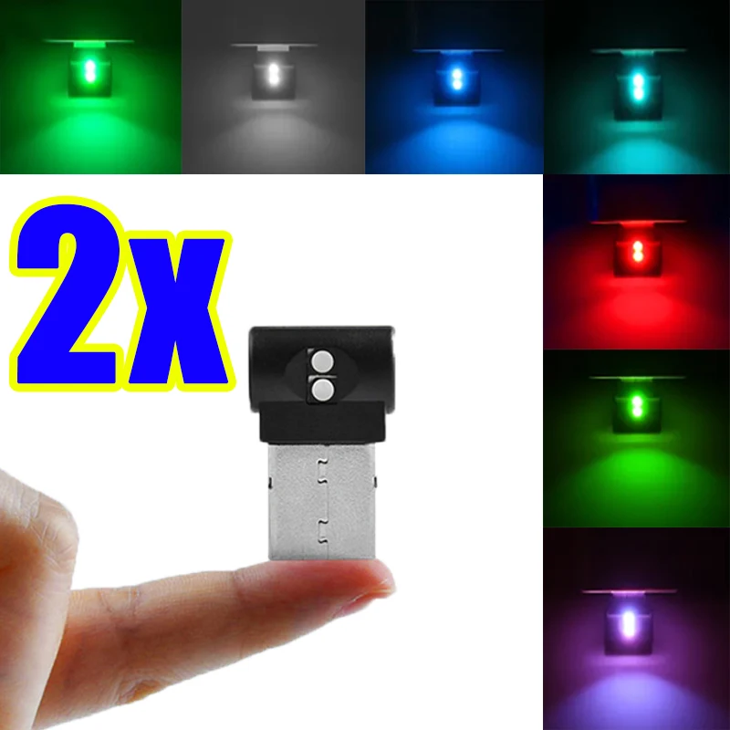 Car Mini USB LED Ambient Light Decorative Atmosphere Lamps Auto PC Computer Portable Lights Plug Play Cars Interior Accessory