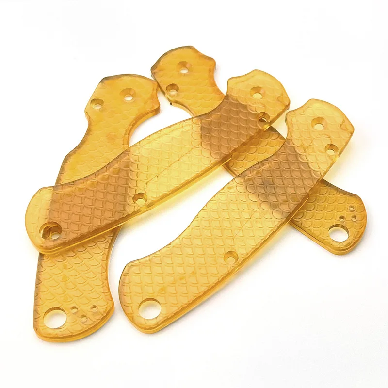 1 Pair PEI Handle Patches (Transparent Fish Scale Pattern) - Fits Spyderco C81 Paramilitary 2 Folding Knife