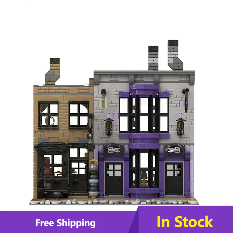 

City Madame Malkins Potage's Cauldron Shop Bricks Street View MOC-53216 Architecture Alley House Building Blocks Kid Toy