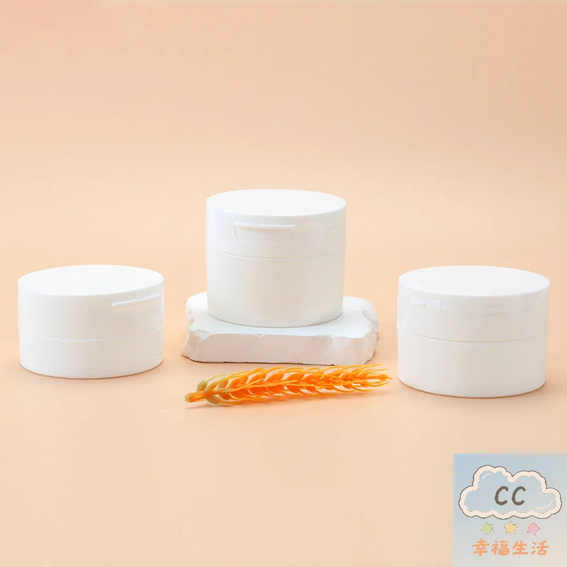 50/80/100g Refillable Bottle With Hand Pulled Mat And Spoon Face Cream Jar Cosmetic Box White Empty Plastic Flip-Top Container
