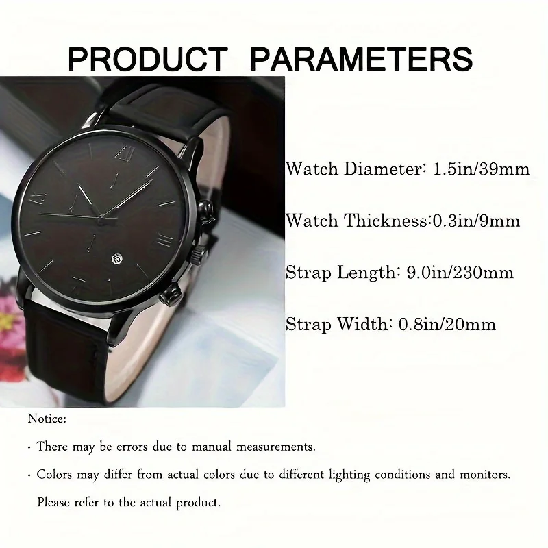 4pcs/set, Fashionable Men's Quartz Watch & Stylish Bracelets Set - Perfect For Everyday Wear