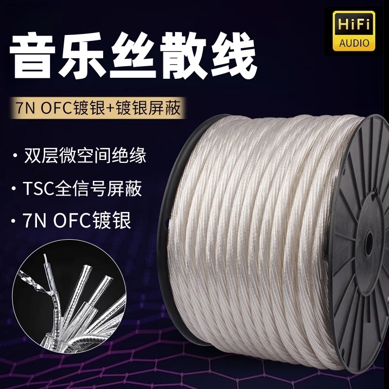 Amplifier Audio Power Cord Fever 7N OFC Silver-Plated Bulk Wire Hifi Fever-Grade Signal Audio Music Ribbon Speaker Cable