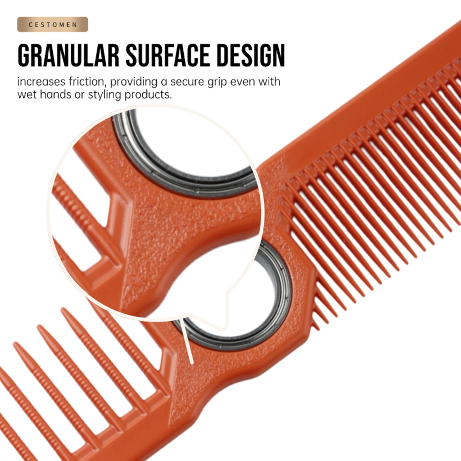 1 Stück Neuer Pro Fidget Spinning Barber Fade Haarschneidekamm für Männer und Frauen, Doppelseitiger Breit-Feinzahn-Friseurkamm, Styling-Werkzeug – Detail 12