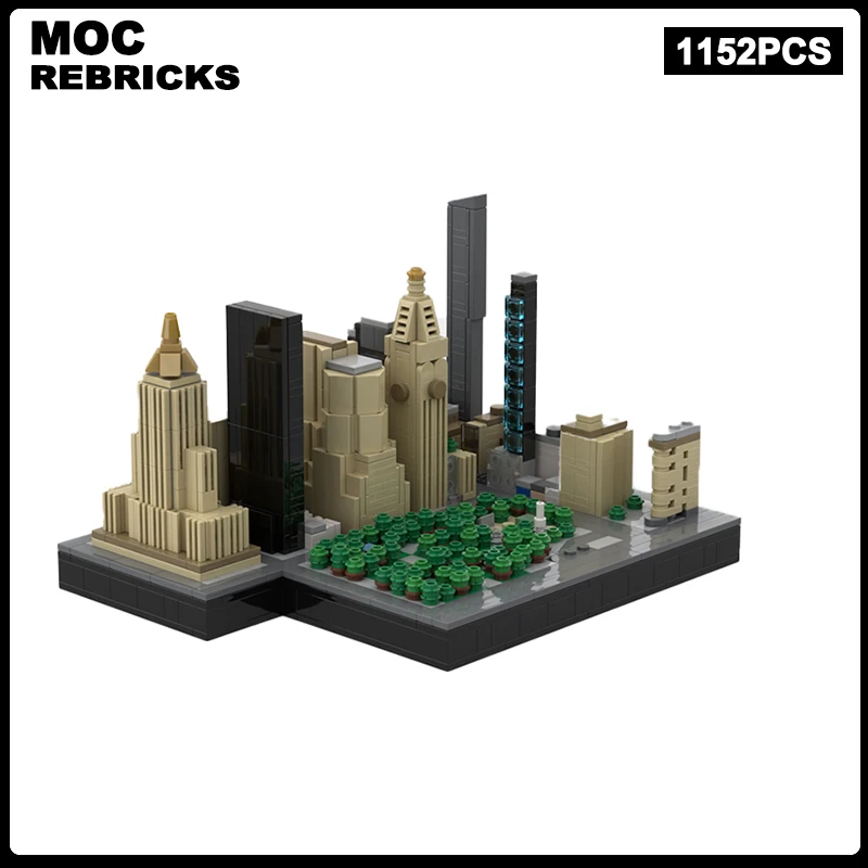 MOC Moderne Stedelijke Architectuur Madison Square Park Bouwstenen Assemblage Mini Model Bricks Display Creatieve Kinderen Speelgoed Geschenken