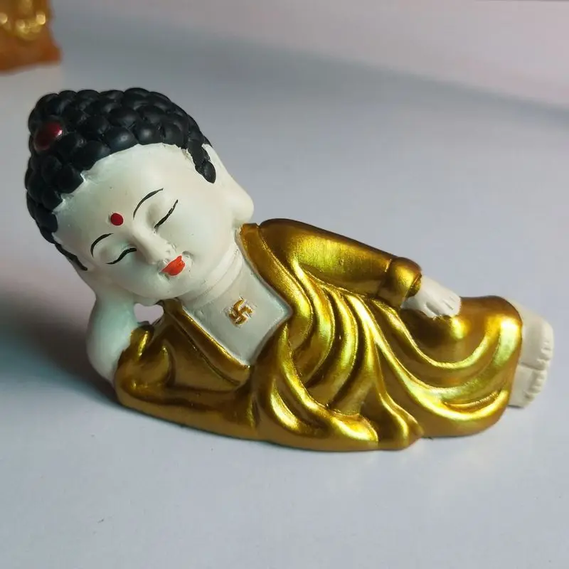 Drop-shipping car-mounted sleeping Buddha resin statue, Zen-inspired car ornament, exquisite luminous Maitreya sleeping Buddha s