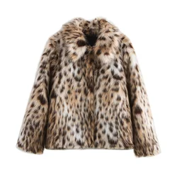 Nova moda outono e inverno casual roupas femininas picante estilo menina lapela engrossado quente leopardo impressão jaqueta