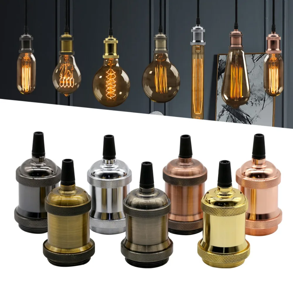 Vintage Lamp Socket e27 Base Bulb Holder Industrial Pendant Fitting Cap 220V DIY Retro LampHolder For Indoor Lighting