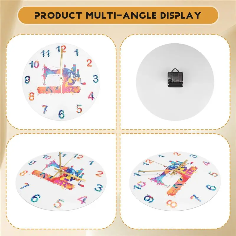 AA05 Sewing Machine Watercolor Art Print Wall Clock Tailor Sewing Room Sign Silent Decoration Wall Clock Tailor Gift