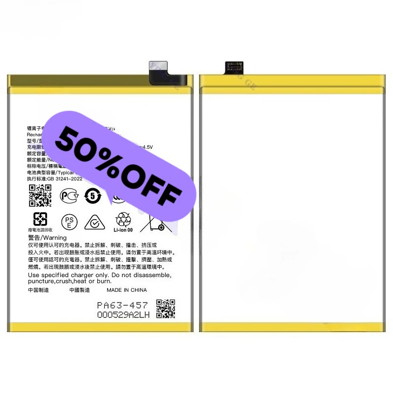 BLPA63 for OPPO Reno 12 Pro/CPH2629/Reno 12 Pro China/PJW110  Phone Battery High Quality High Capacity  Replacement Bateria