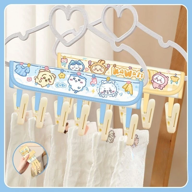 MINISO Chiikawa Hachiware Usagi Cartoon Folding Clothes Rack Portable Clothing Artifact Multifunctional Clothes Rack Travel