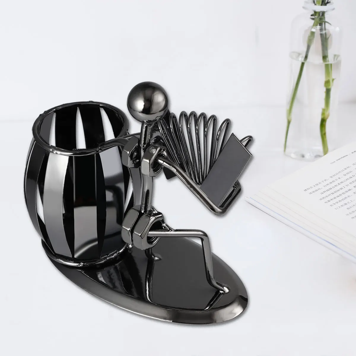 

Handheld Accordion Pen Holder Iron Material Desktop Organizer Makeup Brush Container Cute Cup Decorative Stationery Storage For