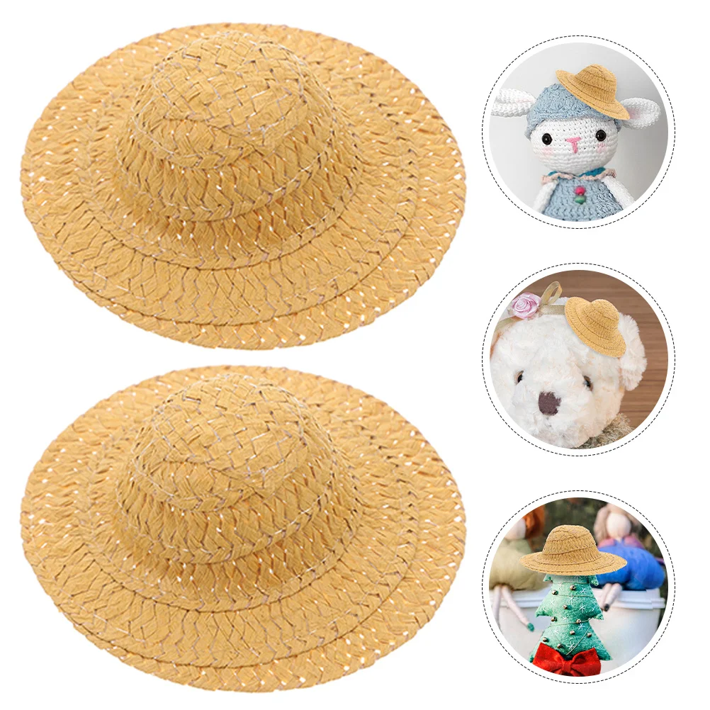 10 قطعة القبعات المنسوجة الصغيرة مصغرة أفضل القبعات للحرف اليدوية نظرة طبيعية DIY بها بنفسك اكسسوارات ريفي التصوير الدعائم نمط يدويا