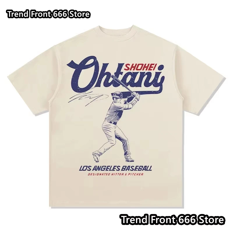 Breathable Top Adult Crewneck Casual TShirt Shohei Ohtani Cotton T Shirt Baseball Star High Street T-shirt