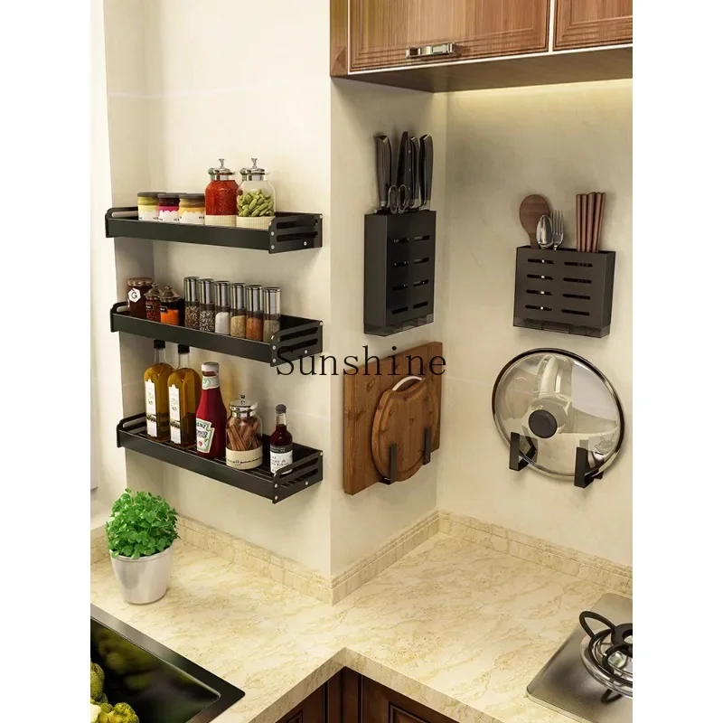 

Kitchen rack No punching Wall-mounted household seasoning products Multifunctional storage rack