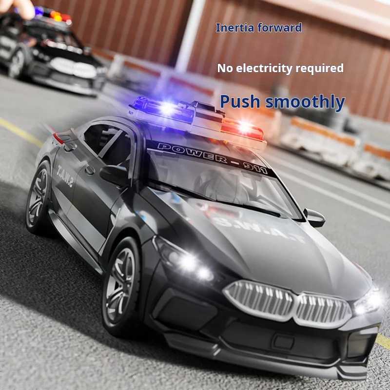 1:32 M Police Car Model Toy Metal Diecast Pull Back 110 Simulation Vehicle Models Doors Opened Boys Collection Gifts