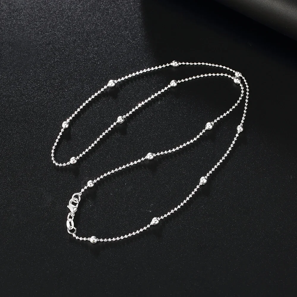 925 Charms wedding party Beads chain silver color cute women Men necklace jewelry fashion girl gift LN060