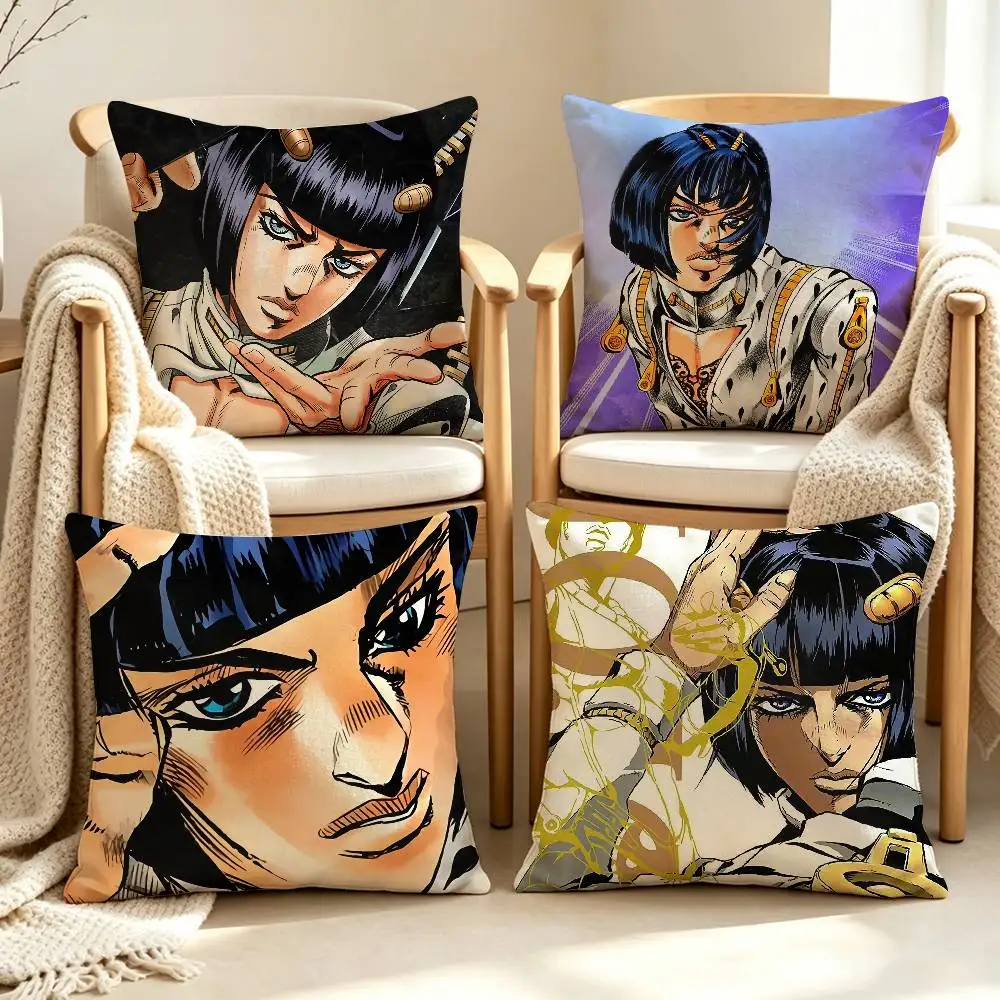 Cool J-Jojo B-Bruno Bucciarati Customizable Square Pillow case Double Sided Print Sofa Bedroom Decor Cushion Cover
