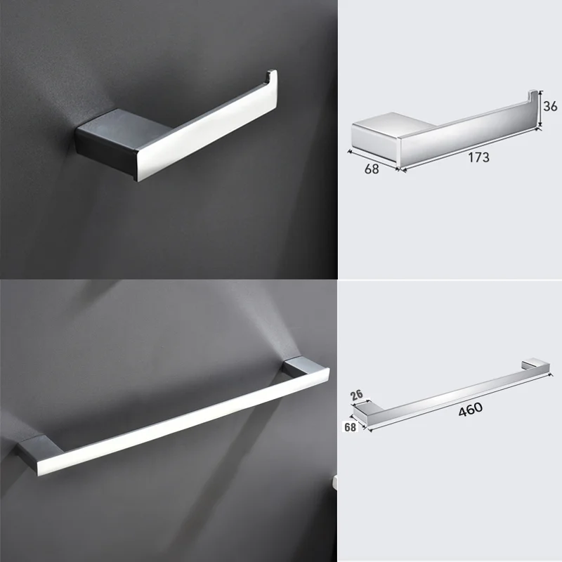 Conjuntos de accesorios de baño de aluminio, portarrollos de papel, soporte para escobilla de baño, soporte de cerámica, toallero, gancho para bata anodizado