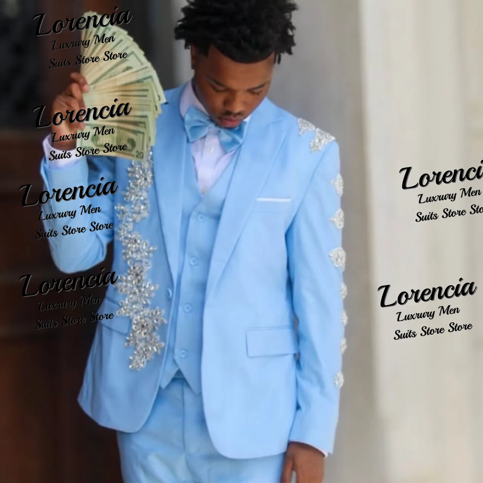 Customized Embroidery Paillette For Men Suit Sparkly Crystal 3 Pieces Groom Male Blazers Ropa hombre Simple Slim Wedding Tuxedos