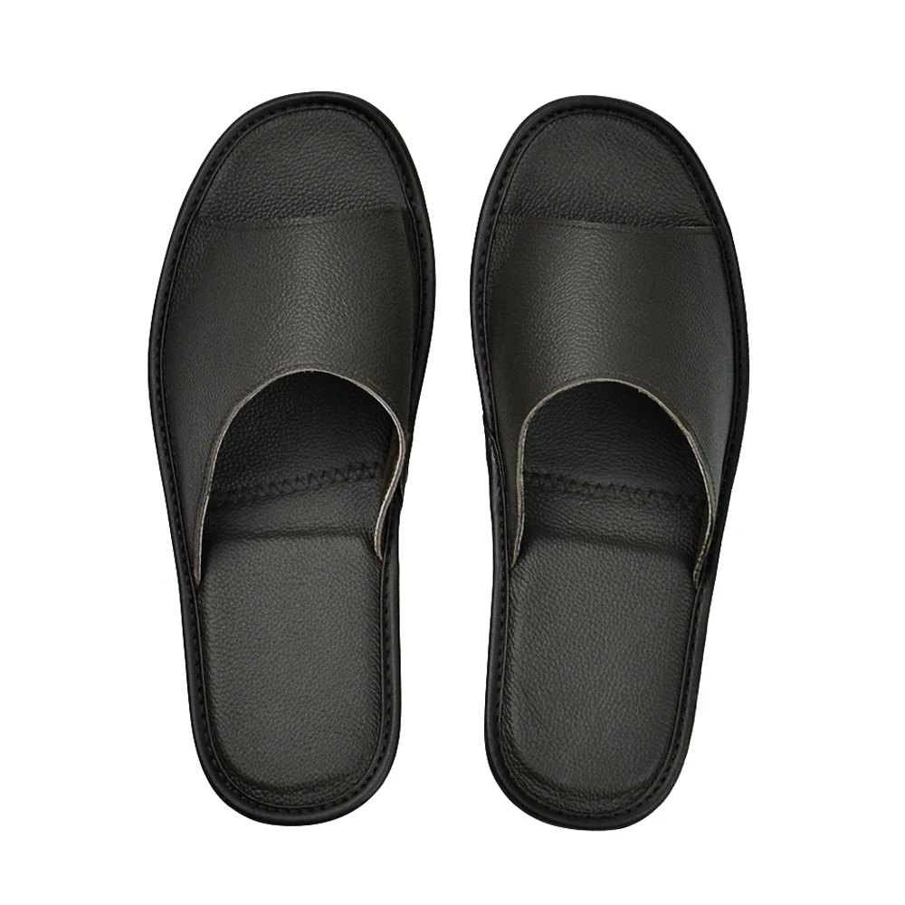 Genuine Cow Leather slippers couple indoor non-slip men women home fashion casual single shoes for women TPR soles spring summer