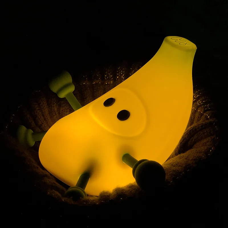 Adorable Banana Lamp LED Rechargeable Fruit Table Light Touch-sensing LED Cute Toy as Children Gift for Bedroom Living Room