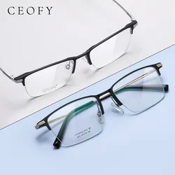 Ceofy Men Titanium Half Rim Eyeglasses Frame Ultra-Light Myopia Optical Prescription Glasses Frame New Men Eyewear High Quality