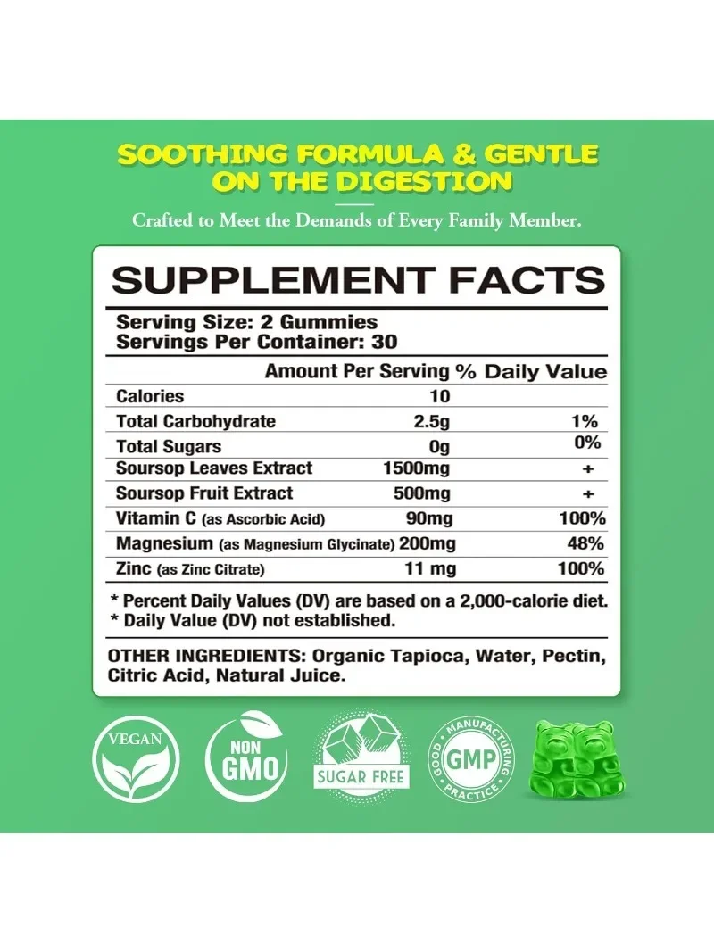 Sugar Free Gummies - Organic Prickly Fruit Leaves and Fruit Extracts - Immune Support and Antioxidant Properties