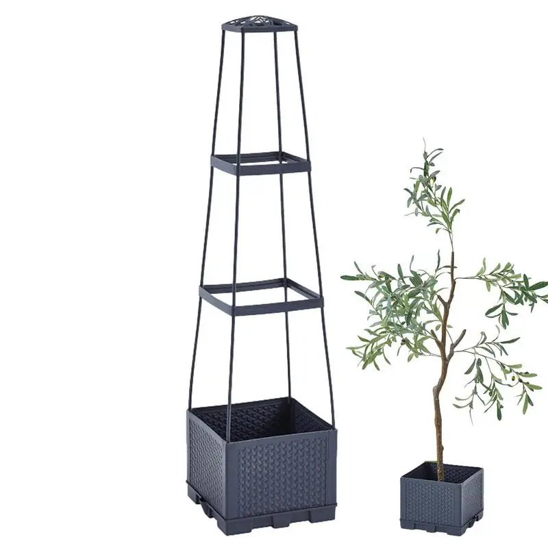 Planter With Trellis Self-Watering Planter Box Climbing Vine Planting Box Tomato Plant Support Indoor Outdoor Garden Supplies