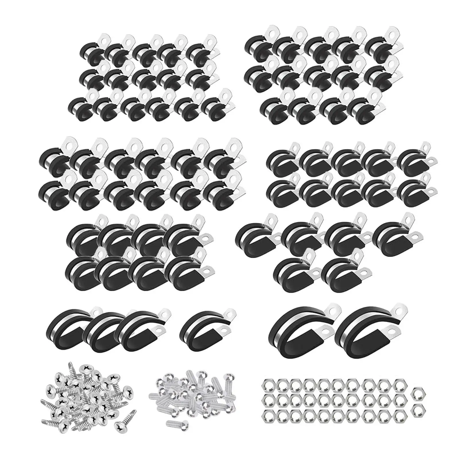 176 Pieces Cable Clamp Rubber Insulated Clamps for Pipe Management Wires