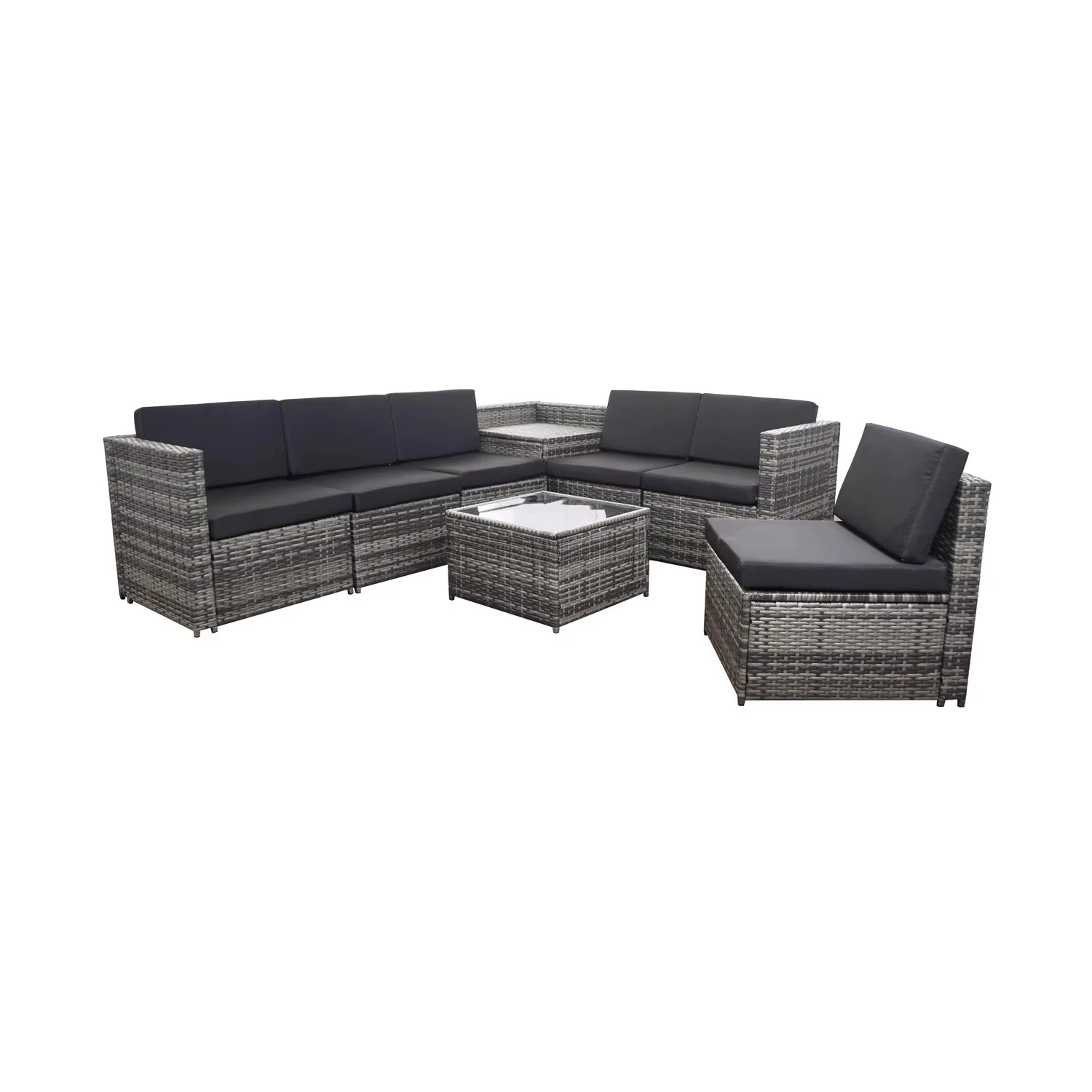 ag-Modern Outdoor Modular Lounge Set with PE Rattan 100% Polyester Cushions Galvanized Powder Coat Roof Cover for Courtyards%