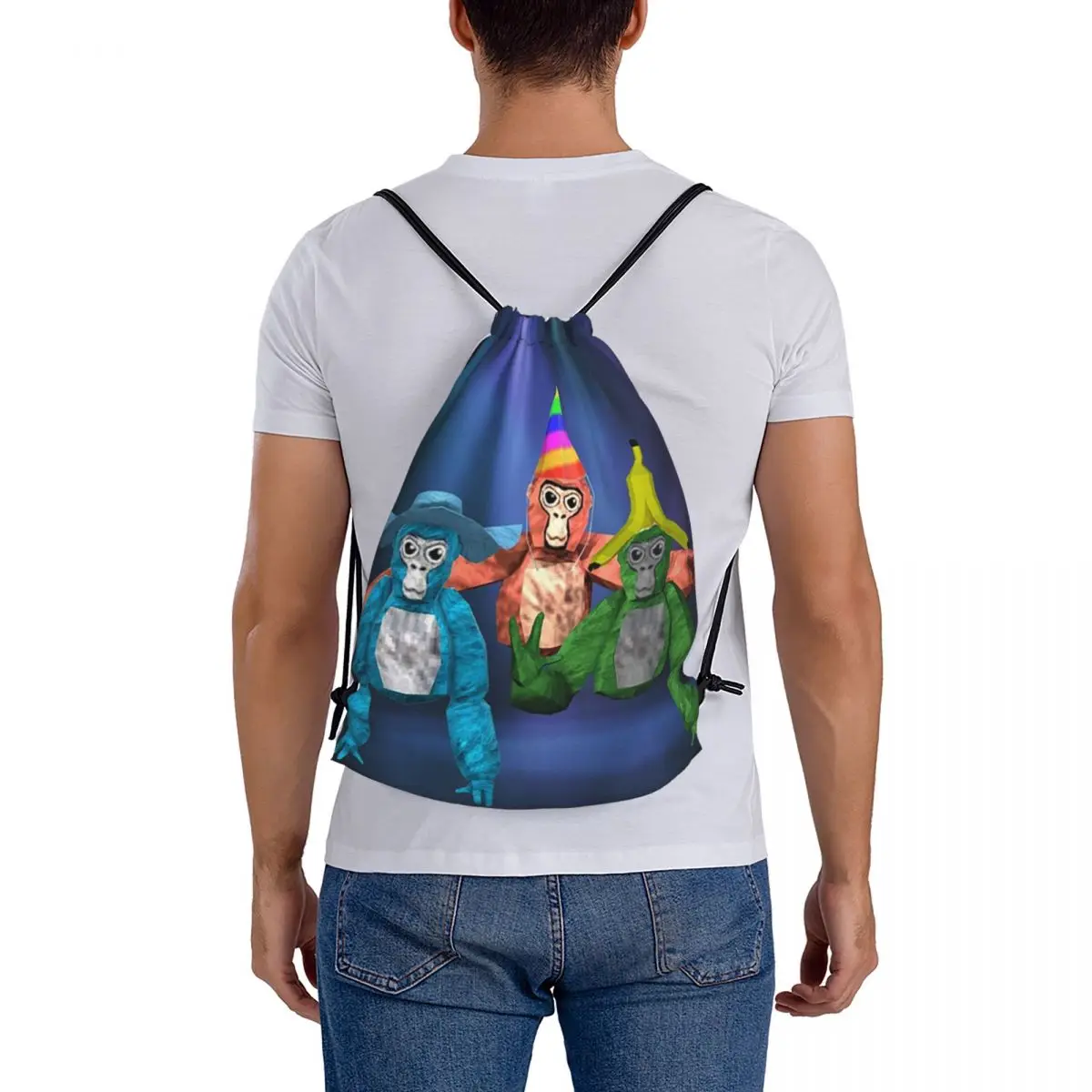 Gorilla VR Game Monkey Fan Art Backpacks Multi-function Drawstring Bags Storage Bag Book Bags for Man Woman School