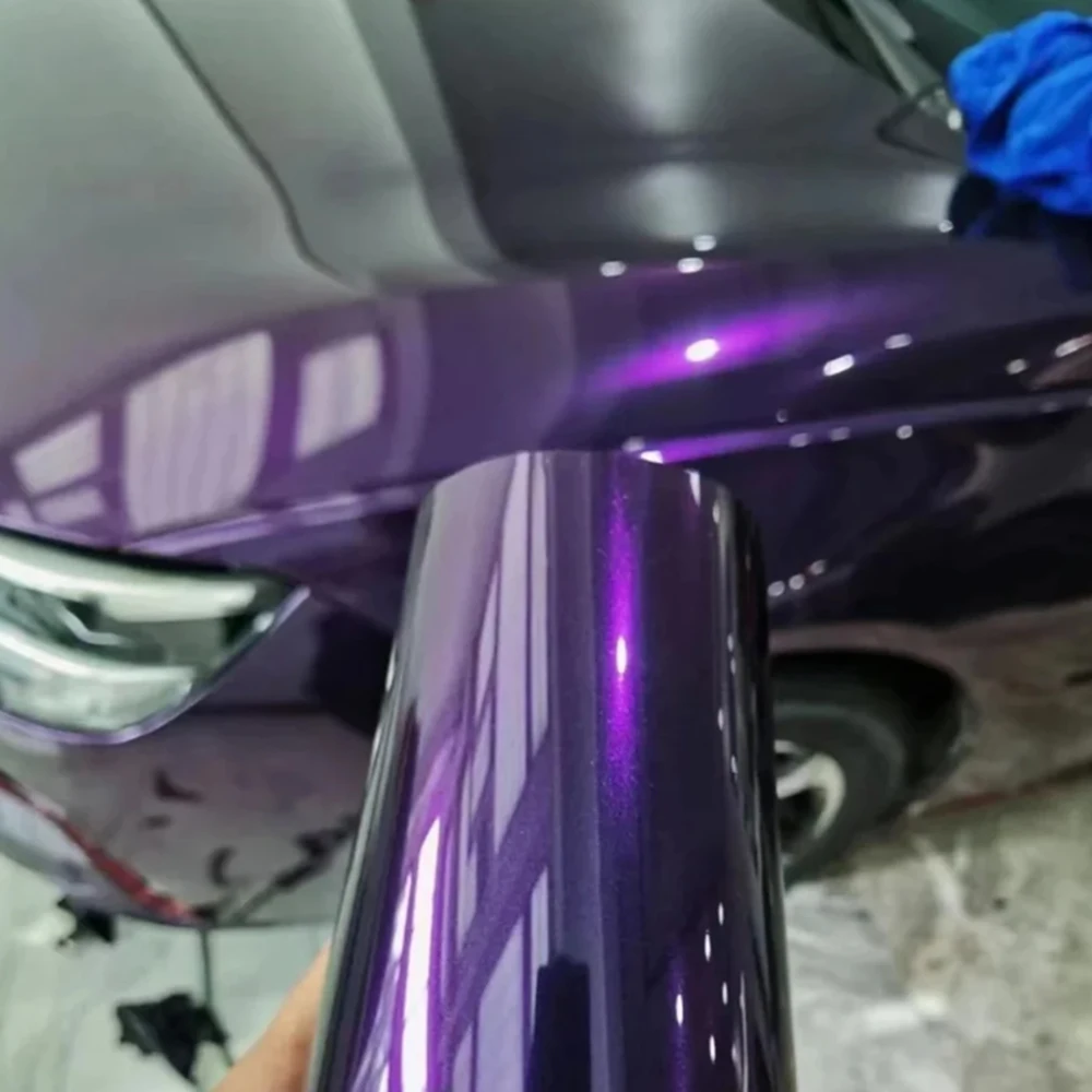 

Metallic Midnight Purple Wrap PET Vinyl Film With Air Release Initial Low Tack Glue for Car Motorcycle Body Decal Accessories