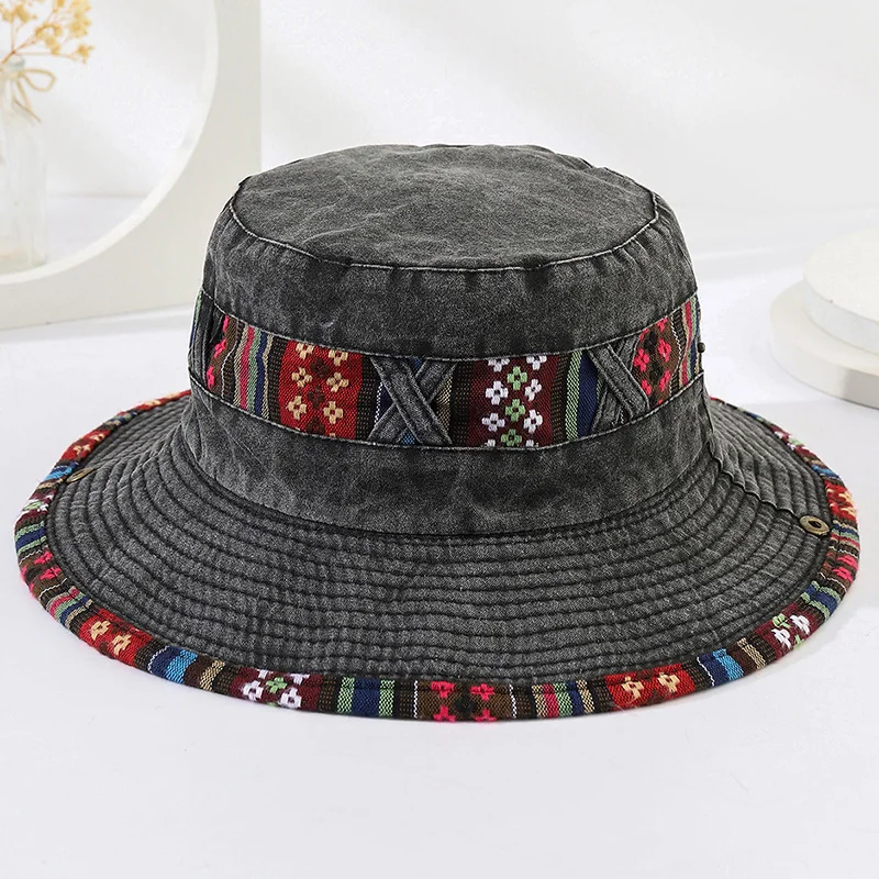 Retro-Stil Vintage Gewaschener Fischerhut für Frühling und Sommer, Geeignet für Outdoor-Aktivitäten wie Wandern und Angeln