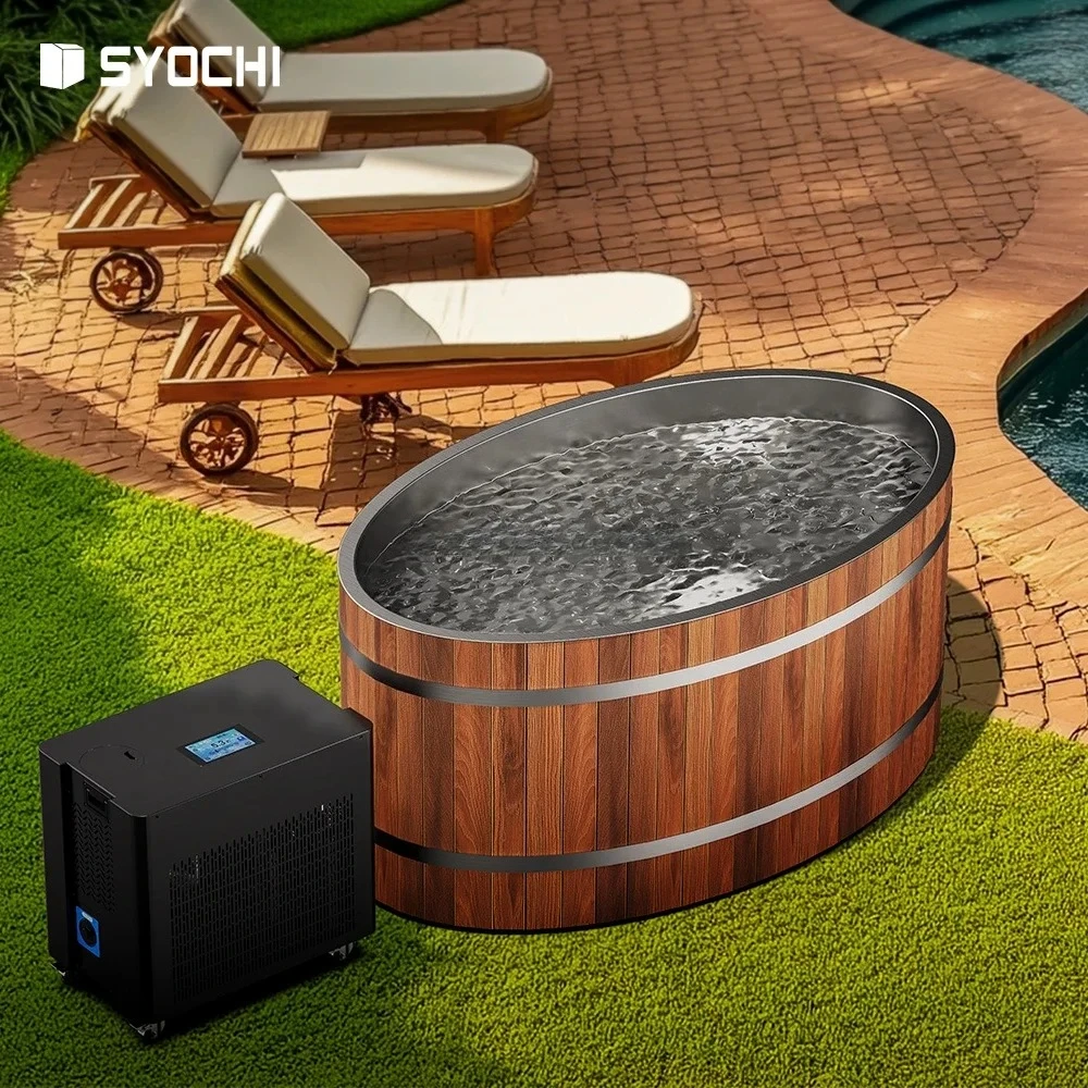 

Syochi Steel and Wood Cedar Waterproof Cold Plunge Spa Tub for Ice Bath Chiller