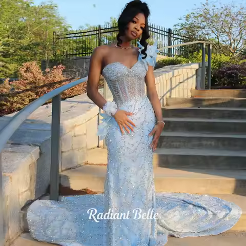 Radiant Customized Evening Dresses Mermaid Beading Wedding Party Gowns Black Girls Prom Dress Vestidos De Gala