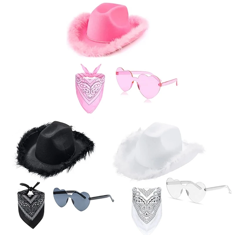 Cowboy Hat Glasses Bandana Set  Bandanas Bachelorette Bridal Party Costume