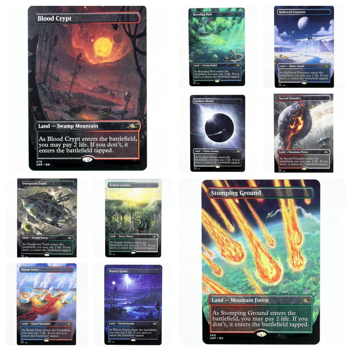 UNF land holo/Foil TCG Magical Proxy Cards Game Quality Proxy Playing Cards Gathering Board Blood Crypt Game Trading Cards Proxy