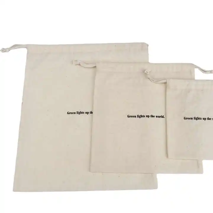 

Custom Logo Silk Screen Print Organic Cotton Muslin Double Shopping Storage Canvas Drawstring Pouch Dust Bag for Handbag Shoe