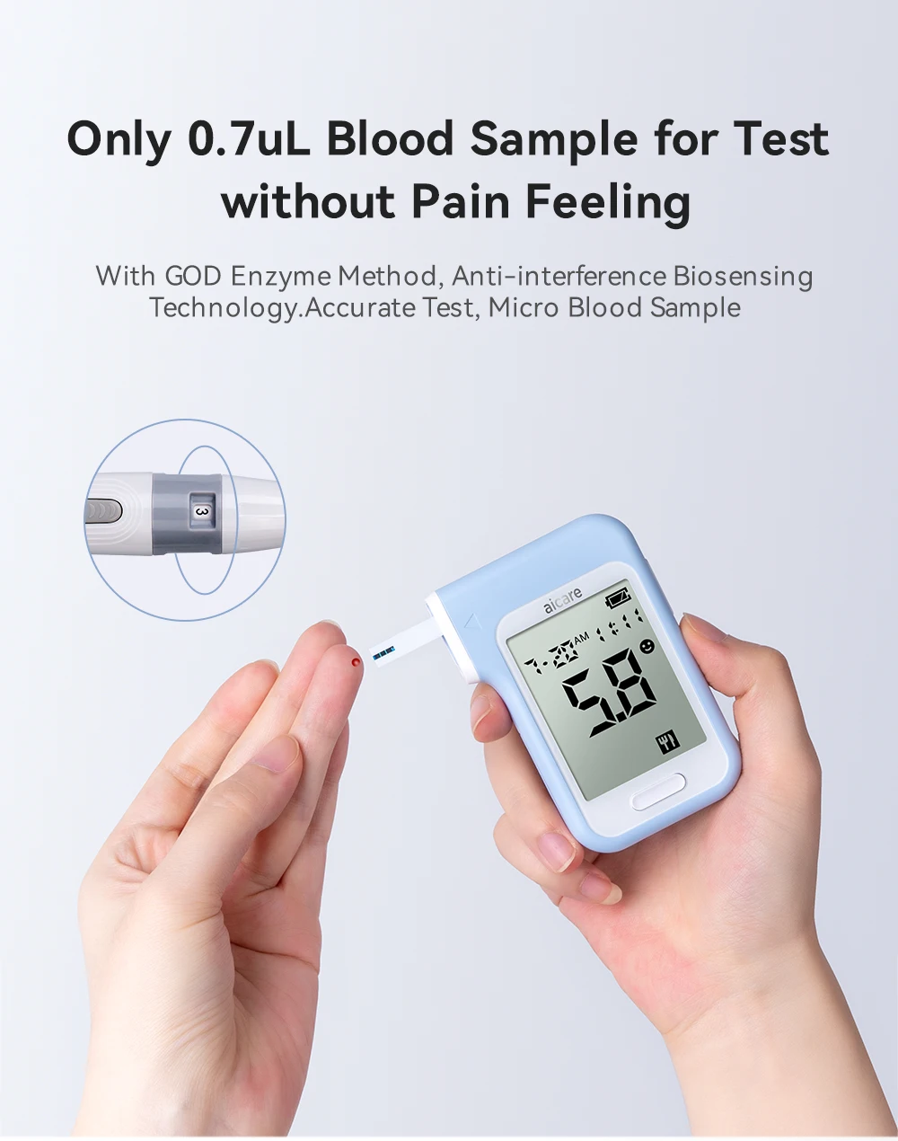 Blutzucker-Monitor-Set mit Blutzucker-Teststreifen und Lanzetten, Glucometer-Lancing-Gerät, Reiseetui, Test für Diabetiker zu Hause – Detail 13