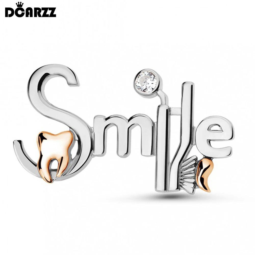 DCARZZ Smile Unique Dental Tooth Toothbrush Mirror Pin Brooch Creative Stomatology Dentist Medical Jewelry Lapel Badge Gifts