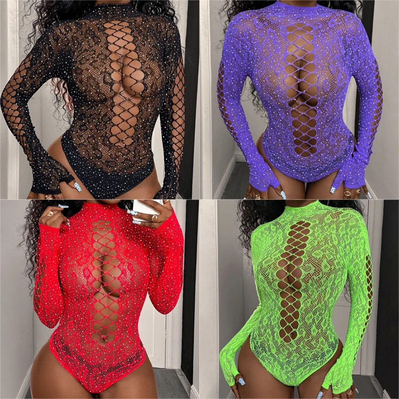 

Женские сексуальные блестящие колготки со стразами, костюмы, облегающее нижнее белье, комбинезоны, тонкие ажурные эротические сетчатые прозрачные боди