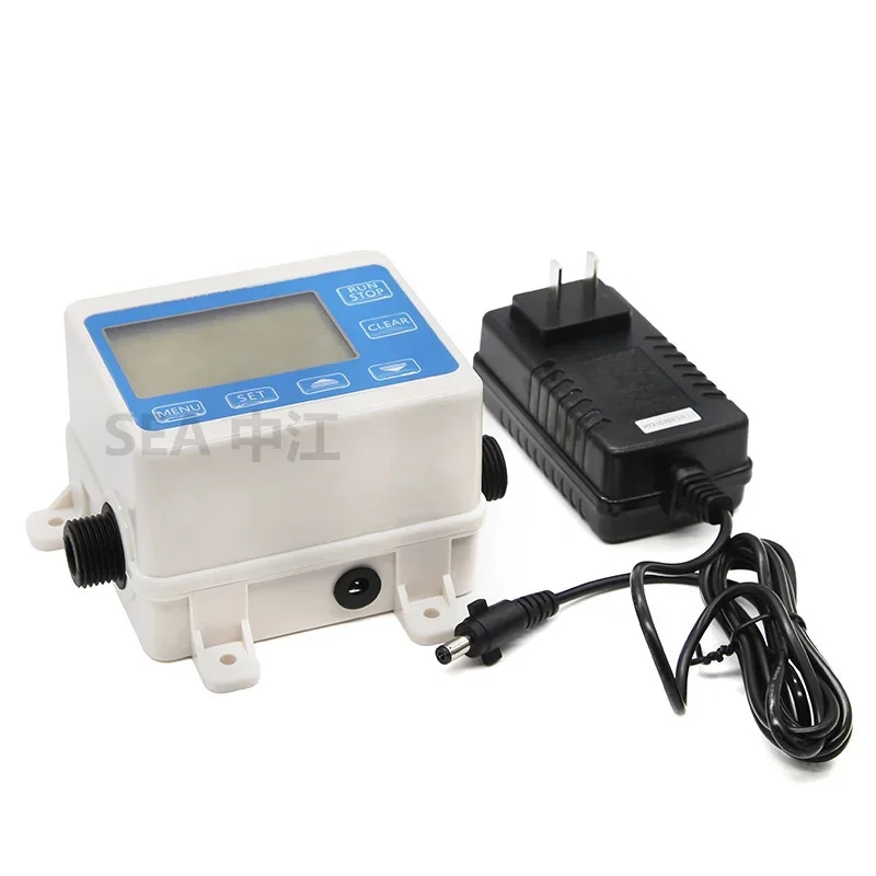 White Flow Meter Fluid Quantitative Control Auto Stop & Fill Meter 1/2 Inch Rate 1-30L/min For Water Tank Filling Equipment