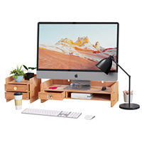 LOYALHEARTD Wood Monitor Stand Riser Computer Monitor Stand with Drawer Laptop Desktop Organizer with Drawers & Lock